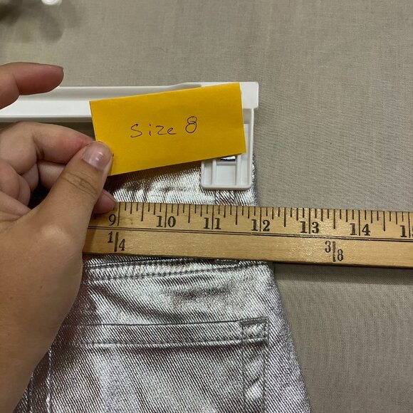 Art Class Girls' Silver High-Rise Baggy Metallic Denim Jeans Pants Button Fly - Picture 13 of 16